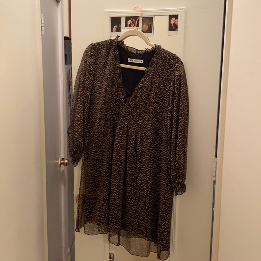 Zara patterned long sleeve babydoll dress
